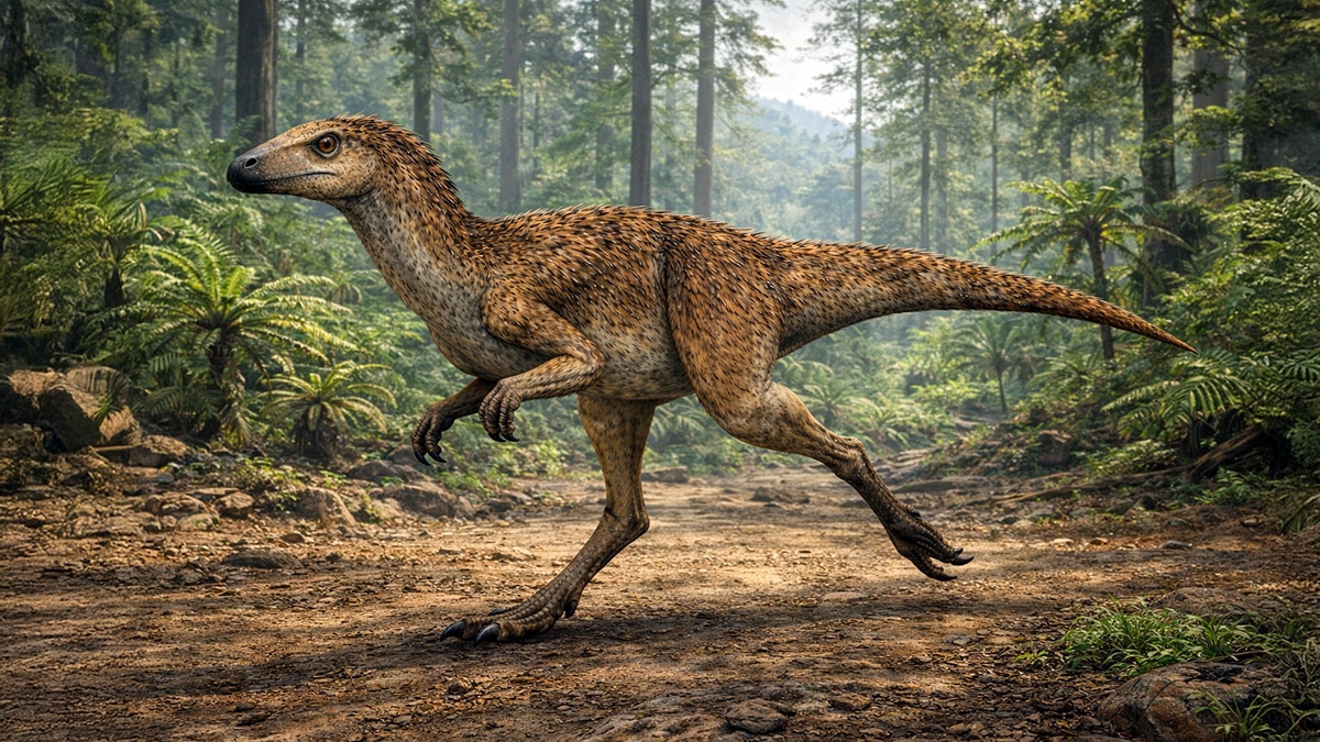 Eucoelophysis in prehistoric forest